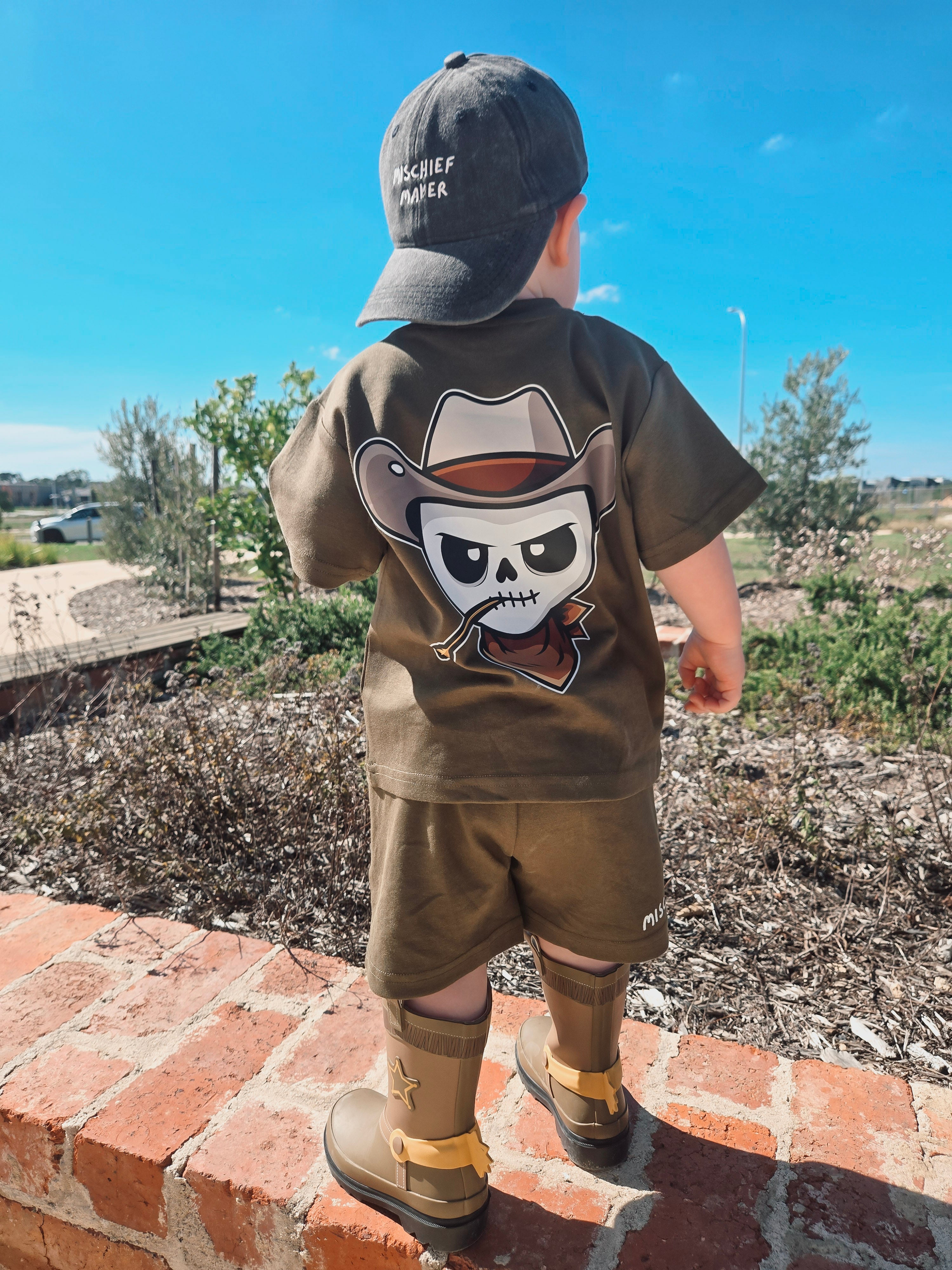 Kids Summer Cowboy Set - Olive Green - Mischief Apparel