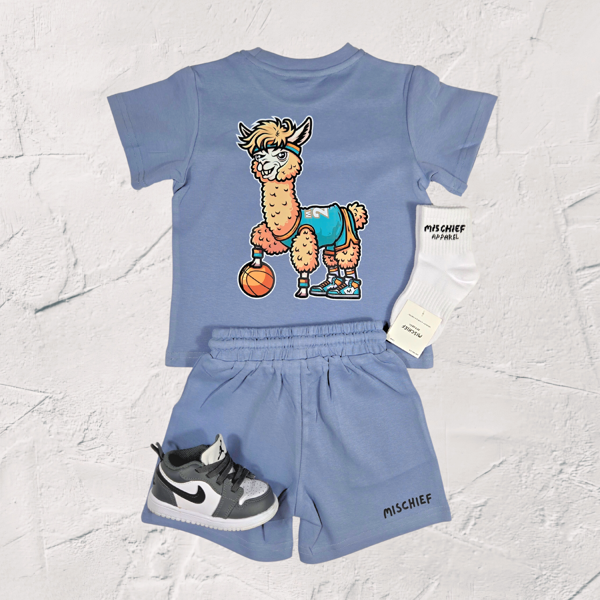 Kids Summer Llama Set - Blue - Mischief Apparel