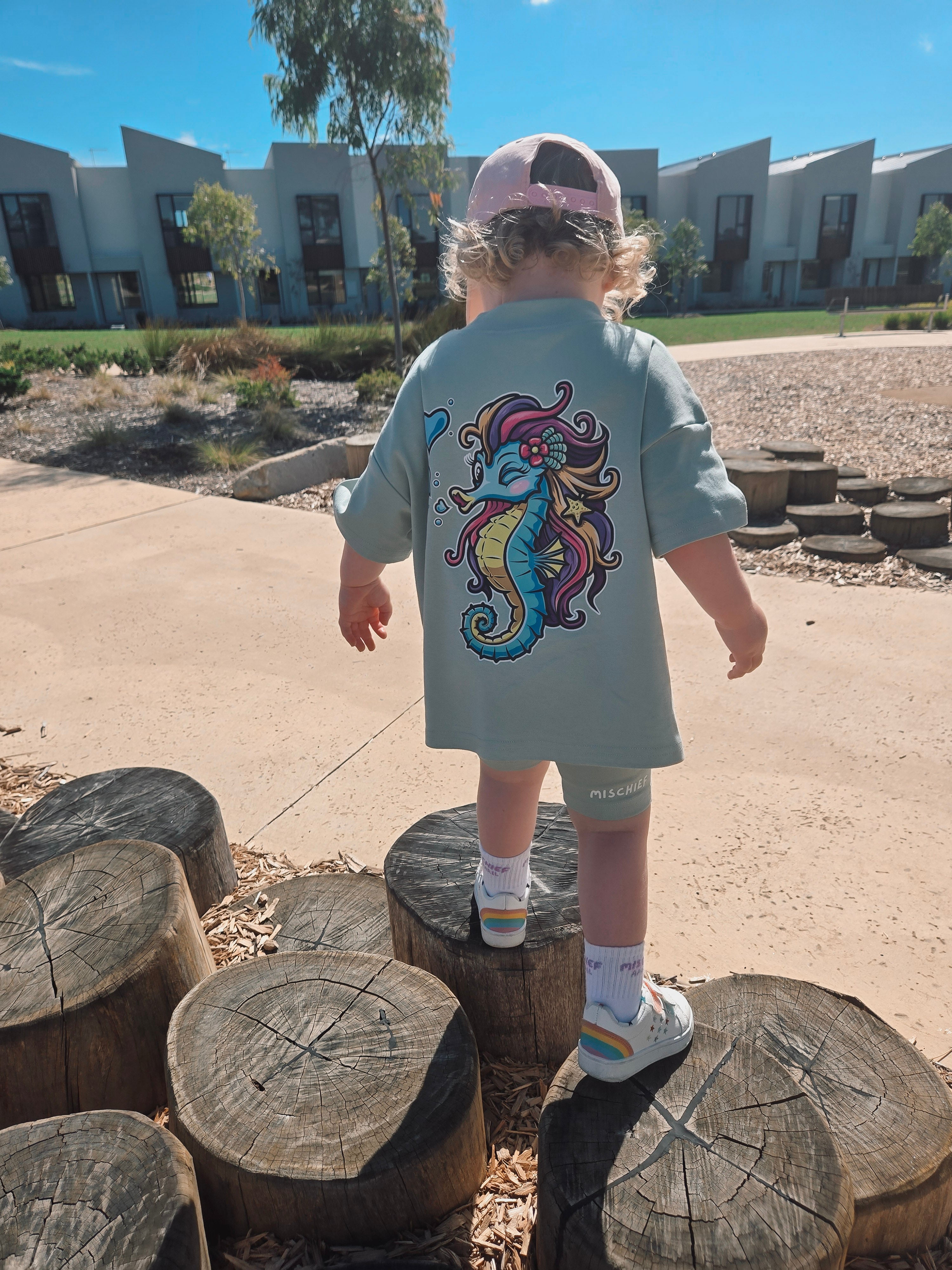 Kids Summer Seahorse Set - Jade Green - Mischief Apparel